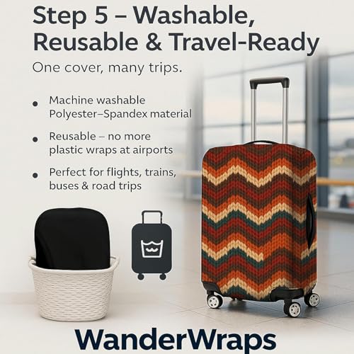 Image of WanderWraps Spendex Polyester Protective Luggage Cover | Hard Luggage Trolley Bag Cover | Washable | Dust Proof | Stretchable | S /M /L - Combo | Printed