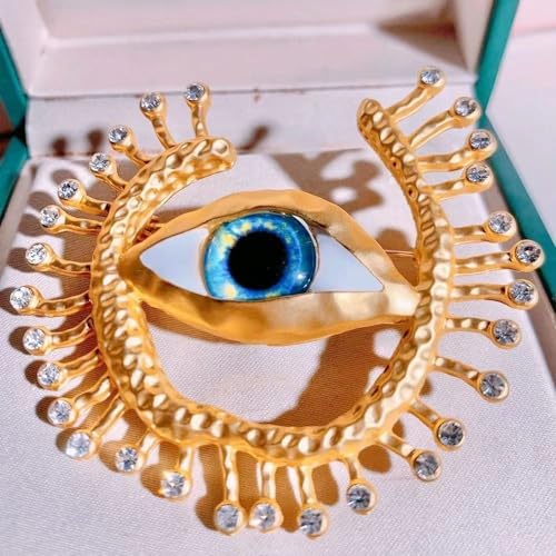 Image of Good Luck Evil Eye Brooch Pin Vintage Lucky Charms Turkish Eye Brooch for Women Men Coat Suit Dress Accessories