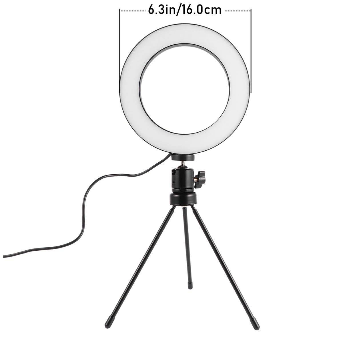 BESTYASH Anillo de Luz LED para Móvil con 2 Piezas, Lámpara de Relleno para Maquillaje y Video, Luz Portátil de Metal y Plástico con Soporte de 16 Cm