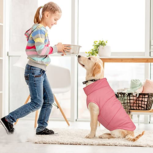 FEimaX Hundejacke Hundemantel wasserdichte Hunde Winter Warm Mantel für Kleine Mittlere Große Hunde Regenmantel Welpen Gepolstert Puffer Weste Haustier Kleidung Rosa Kirschblüte