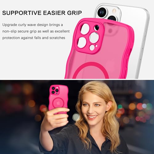 Coque iPhone 13 Pro ondulée compatible Magsafe antichoc rose - 2