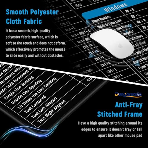 Image of Anti-Slip Keyboard Pad with Office Shortcut Keys | XL Extended Mouse Pad Desk Mat 80x30 cm | Excel Cheat Sheet Keyboard Mat | Rubber Base Gaming & Office Desk Mat