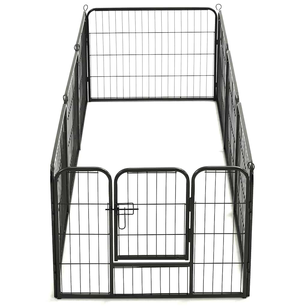 Parco per Cani 8 Pannelli Acciaio 60x80 cm Nero | Recinzioni per animali domestici Cane Cuccioli Conigli