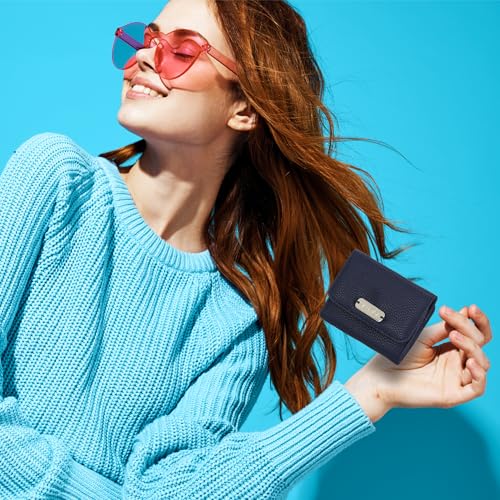 Nautica Rower's End Small Wallet for Women, RFID Blocking Slim Credit Card Holder with Zipper Coin Pocket, Bifold Compact Wallet with ID Window in Indigo2