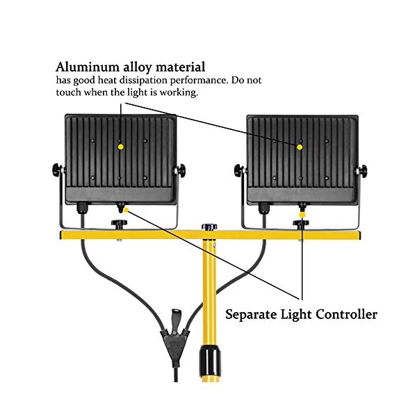 100W LED Baustrahler mit Stativ, 8000 Lumen LED Strahler Baustellenleuchte mit 1,5m Teleskopstativ und 5m Kabel, 5000K… – Bild 4
