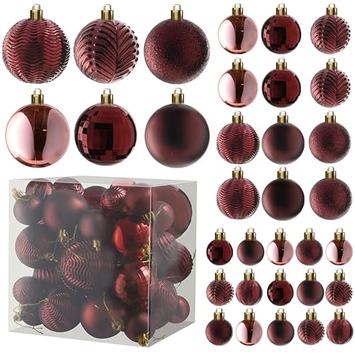PREXTEX Wine Red Christmas Ornaments Set...