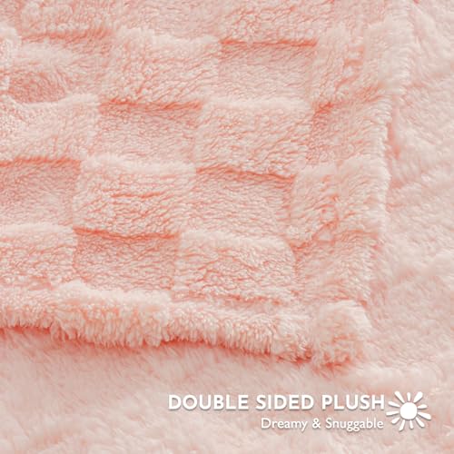 Image of Checkered Baby Blankets Double-Sided Fleece Plush Baby Blankets for Girls, Lightweight Soft Cozy and Warm Newborn Receiving Throw for Bed, Crib, Couch, Sofa 30 x 40 Inches, Pink