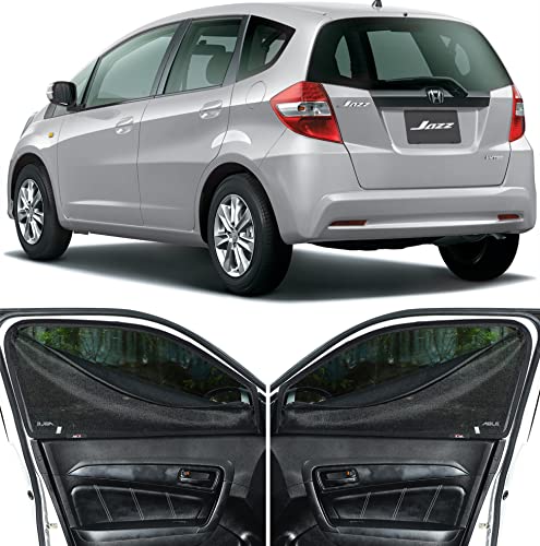 Image of Able Dotnet Car Magnetic Sun Shade Curtains 4 Door with Zipper for Honda Jazz Old Type-I Set of 8 Pcs (Before 2015 Model)