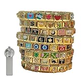 Gold Italian Bracelet, Custom Gold Italy Charms, Personalized Bracelet, Italian Charm Bracelet and Opening Tools, 9mm Modular Charms Link Handmade DIY Jewelry Gifts