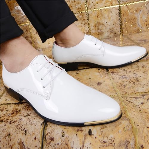Slip On Pointed Toe Business Oxford Shoes Low Top Non Slip Walking Men's Shiny Genuine Leather Shoes for Wedding3