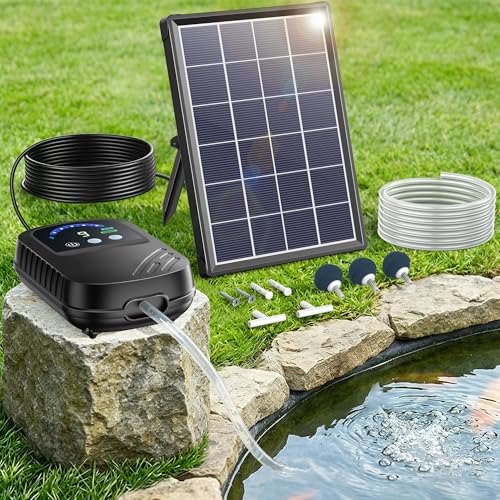 Biling Aérateur de Bassin Solaire 7,5 W avec Batterie de 4400 mAh - Pompe à Oxygène avec Tuyau de 3 m - Pompe à Air Solaire IPX5 Silencieuse pour Bassin de...