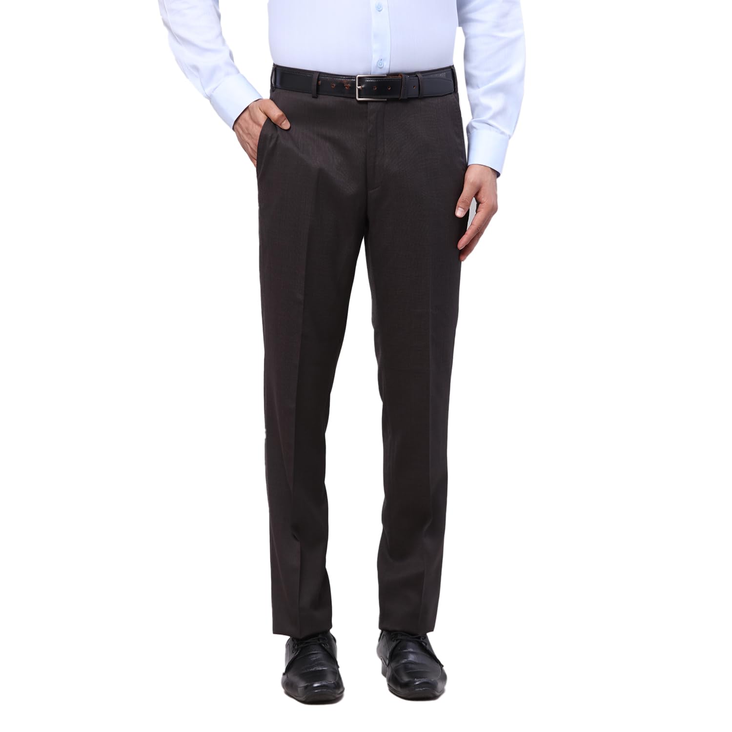 park avenue Men's Mid Rise Structure Pattern Wool Blend Flat Front Regular Fit Formal Trouser-picture-37