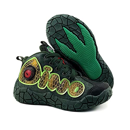 Tênis Infantil Masculino Led Luz Pisca Olho Dinossauro AS356 Cor:Verde;Tamanho:33