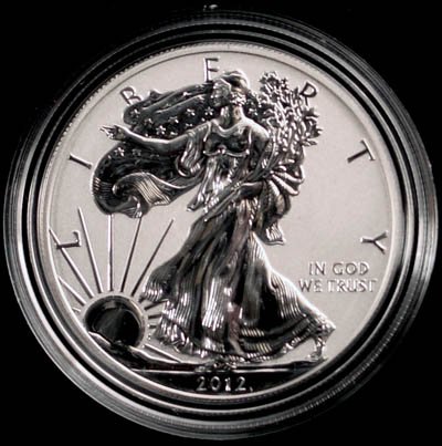 2012-S American Silver Eagle REVERSE PROOF from Mint Set in Capsule