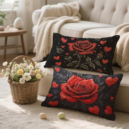 Funda Cojin rojo Cojines Exterior Funda de Almohada Impermeable Terciopelo Cojin Esmeralda Cojines Sofa Decorativo Duradero Cremallera Oculta para Cama Sofa Terraza Salon Balcón Jardin 2 Piezas, I-104