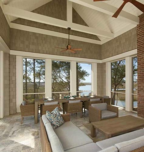 Matthews Ir5-Tb-Wa-60 Irene Indoor/Outdoor Damp Location 60" Ceiling Fan With Remote & Wall Control, 5 Wood Blades, Textured Bronze #TOP3