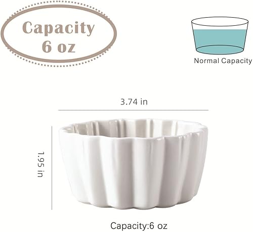 Miniatura 3 de Ramekins de cerámica de 6 onzas – Creme Brulee, Souffle - Ramekins de porcelana aptos para horno, pudín para hornear, apto para lavavajillas y