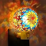 Hortsun Turkish Lamp Stained Glass Night Lights Moroccan Lamp Plug into Wall Mosaic Night Lights Plug in Bohemian Globe Decor for Living Room Corridor Bedroom Decorations Christmas Decor and Gift