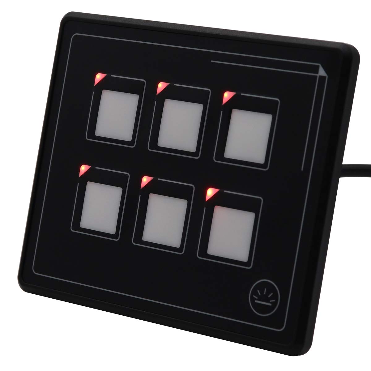 12v 24v 6 broches Film Panneau de commutation à écran tactile LED intégré PPTC avec câble USB et boîtier de commande à membrane IP66 pour caravane de camion de voiture RV Yacht Bateau