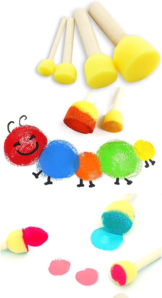 Kids Art & Craft Painting Drawing Tools Mini Flower Sponge Brush Set Fun Kits Early DIY Learning