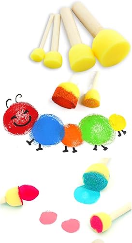 Miniatura 4 de Herramientas de dibujo de pintura de arte y manualidades para niños, juego de brochas de esponja de flores, kits divertidos de aprendizaje temprano