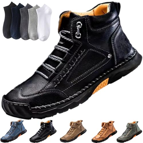 Cushygait Boots, Men's Comfortable Handmade Leather Boots, Waterproof Non-slip Arch Support Spacious Toe Box Leather Shoes