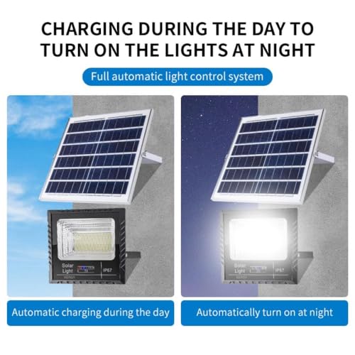 Image of XERGY 100W Solar Flood Light with Remote-156 LED, Ultra Bright, 2400mAh Battery, IP67 Waterproof, Auto On /Off Dusk-to-Dawn Sensor Security Outdoor Light for Home, Garden, Balcony (4m Cable Included)
