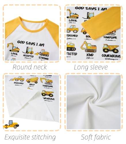 Image of Boy Construction Raglan Long Sleeve Bible Verse Print T-Shirt 4-5T
