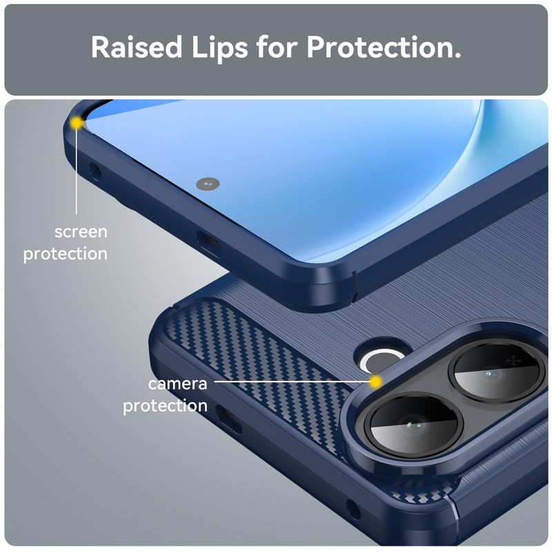 Image of Hybrid Carbon Fiber Back Case for Vivo V60 Lite 5G (Blue)