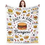 OLCT Burger Blanket Gifts for Burger Lovers,Hamburger Accessories Stuff Funny Throw Blankets,Hamburger Themed Gifts for Women Girls Teens 50"X40"