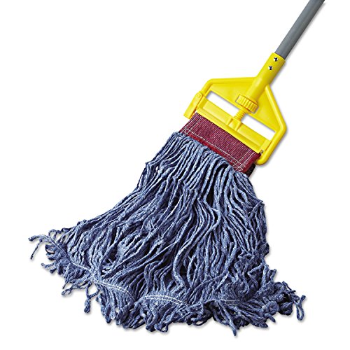 Image of Rubbermaid Commercial Products Super Stich Blend Mop, 5-Inch Blue Headband, Large, Heavy Duty Industrial Wet Mop for Floor Cleaning Office /School /Stadium /Lobby /Restaurant, Pack of 6