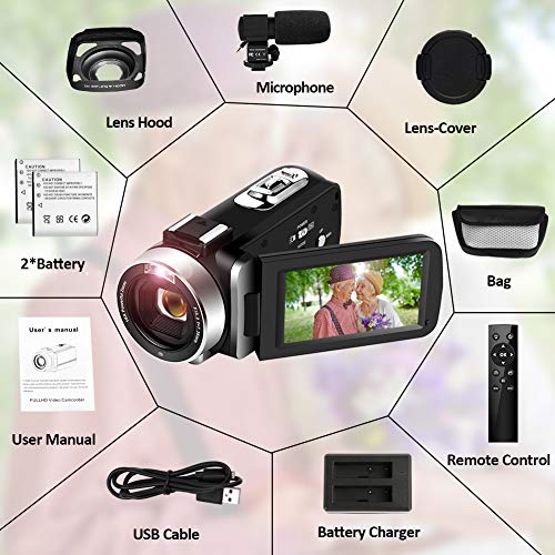4K Video Camera Camcorder, 48Mp 60Fps Vlogging Camera Youtube Wifi Ir Night Vision 3.0 Inch Touch Screen 18X Zoom Digital Camera Recorder With Microphone, 2.4G Remote Control, 2 Batteries #TOP6