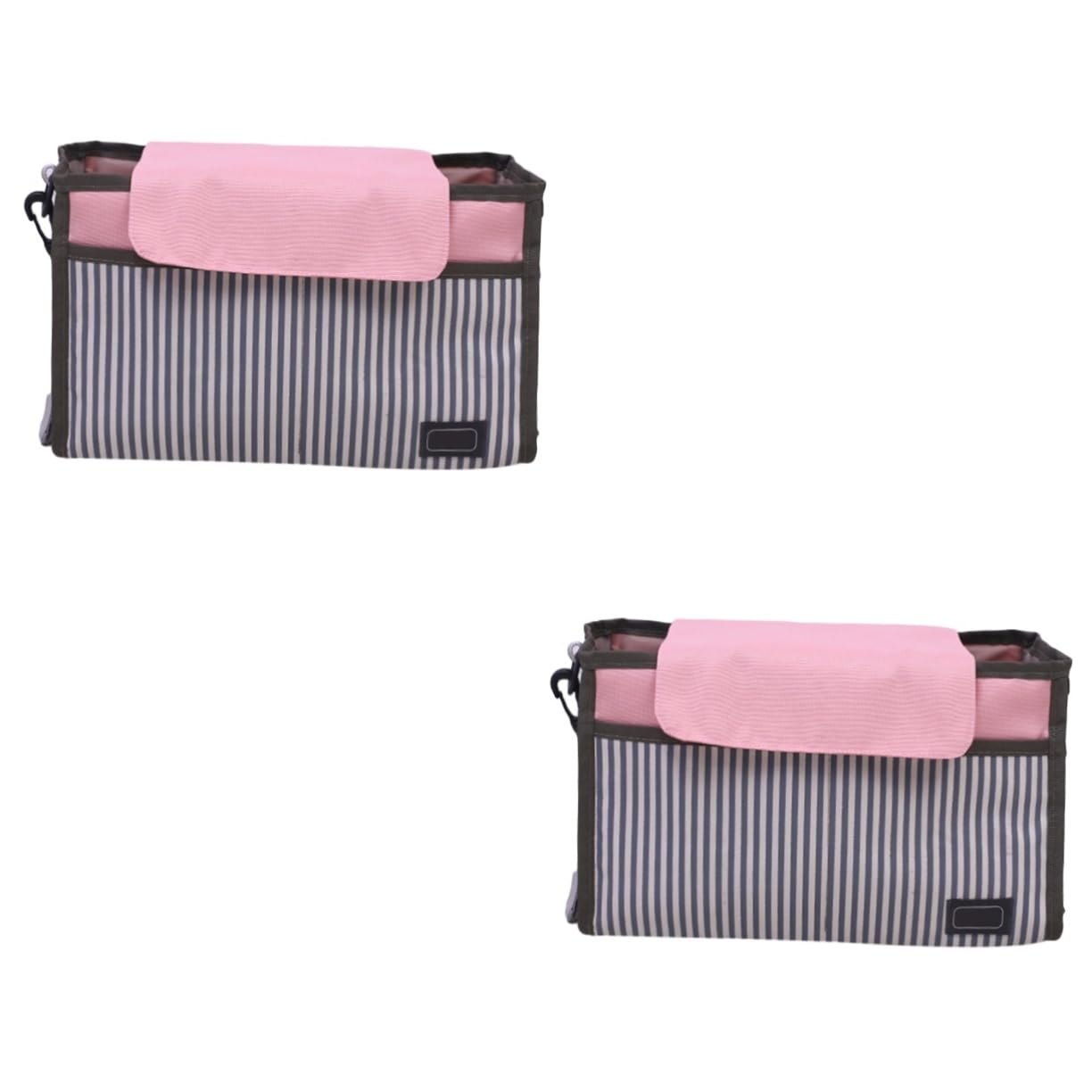 VICASKY 2piezas Organizador Para Cochecito De Bolsa De Almacenamiento Para y Juguetes Diseño De Rayas Rosa Para Paseos y