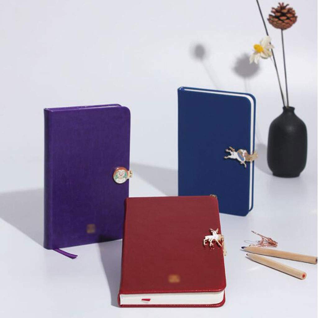 Journal Mignon Mini Boucle Notebook Simple Business High-Ent Cuir Notepad Literie Literie Exquise Meilleur Cadeau (Color : Blue)
