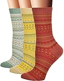 Flora&Fred Women's 3 Pair Pack Vintage Style Cotton Crew Socks