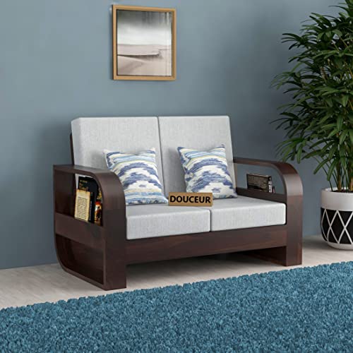 Image of Douceur Furnitures Solid Sheesham Wood 2 Seater Sofas | Two Seater Sofa for Living Room, Cafe, Office | (Design-2)