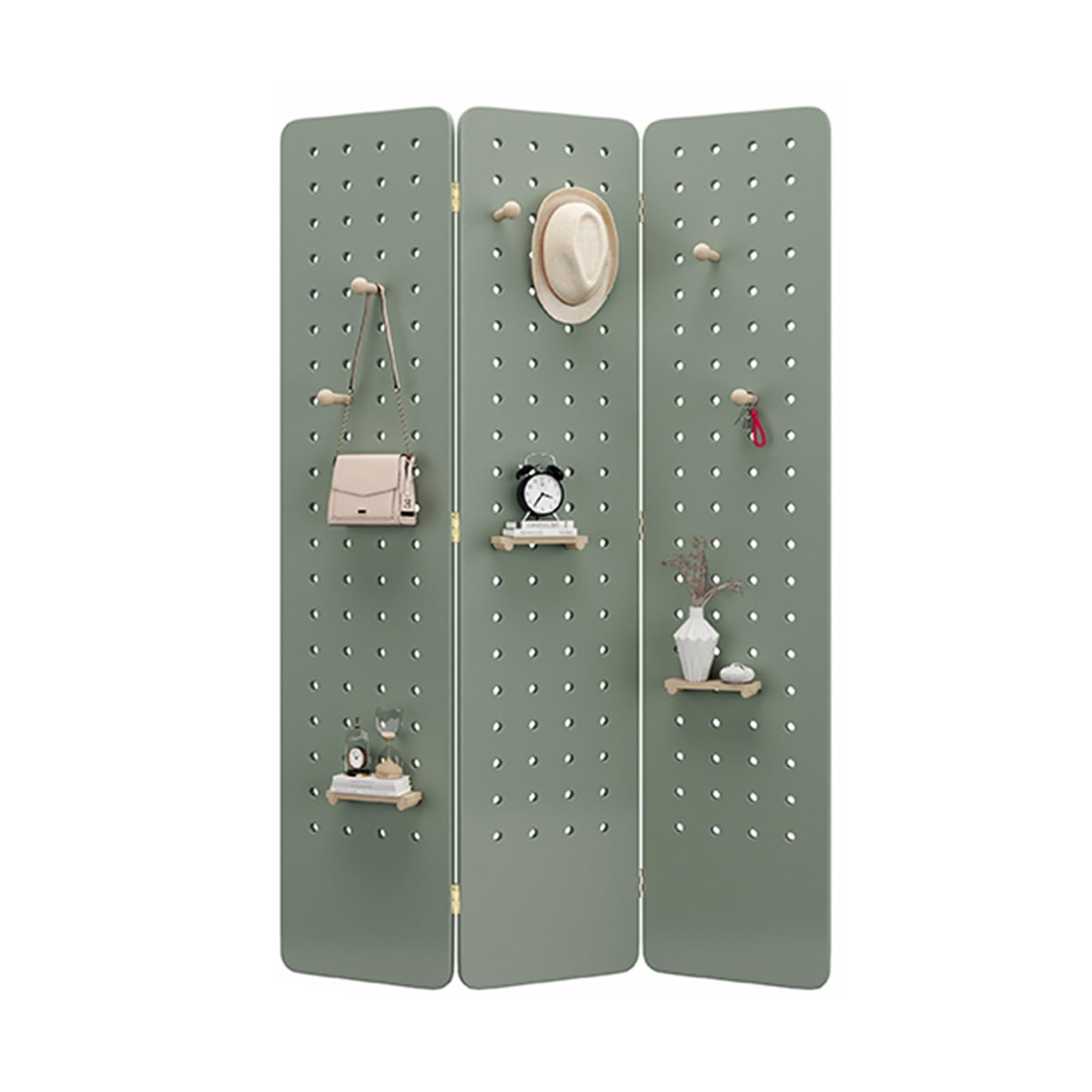 3/4-Platten-Pegboard-Raumteiler-Platte, Faltbare Pegboard-Sichtschutzwände, Raumteilerwand aus Holz, für Kunsthandwerks-/Kunstausstellungen, Einzelhandelsveranstaltungen (grün, 180 x 40 cm -