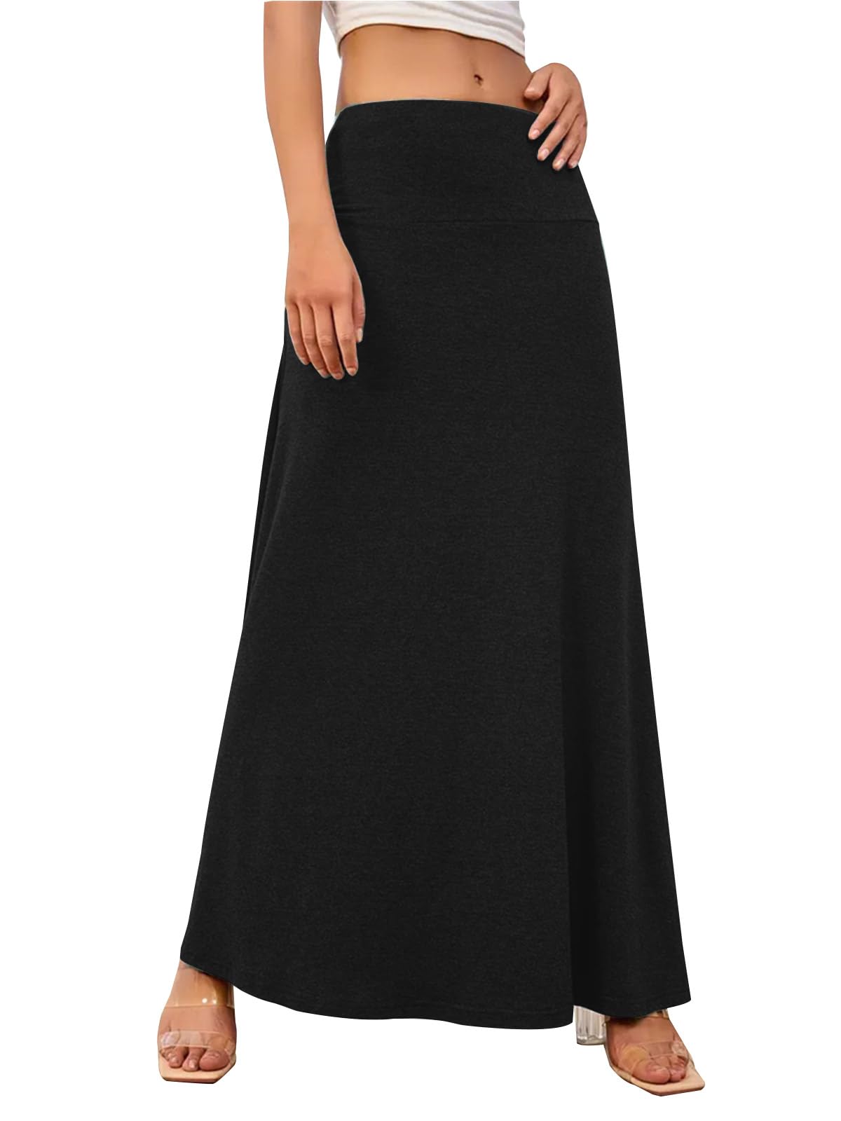 Adigaber Femmes Bohème Jupes élastique Maxi Jupes Taille Haute Longues Tube Yoga Jupe