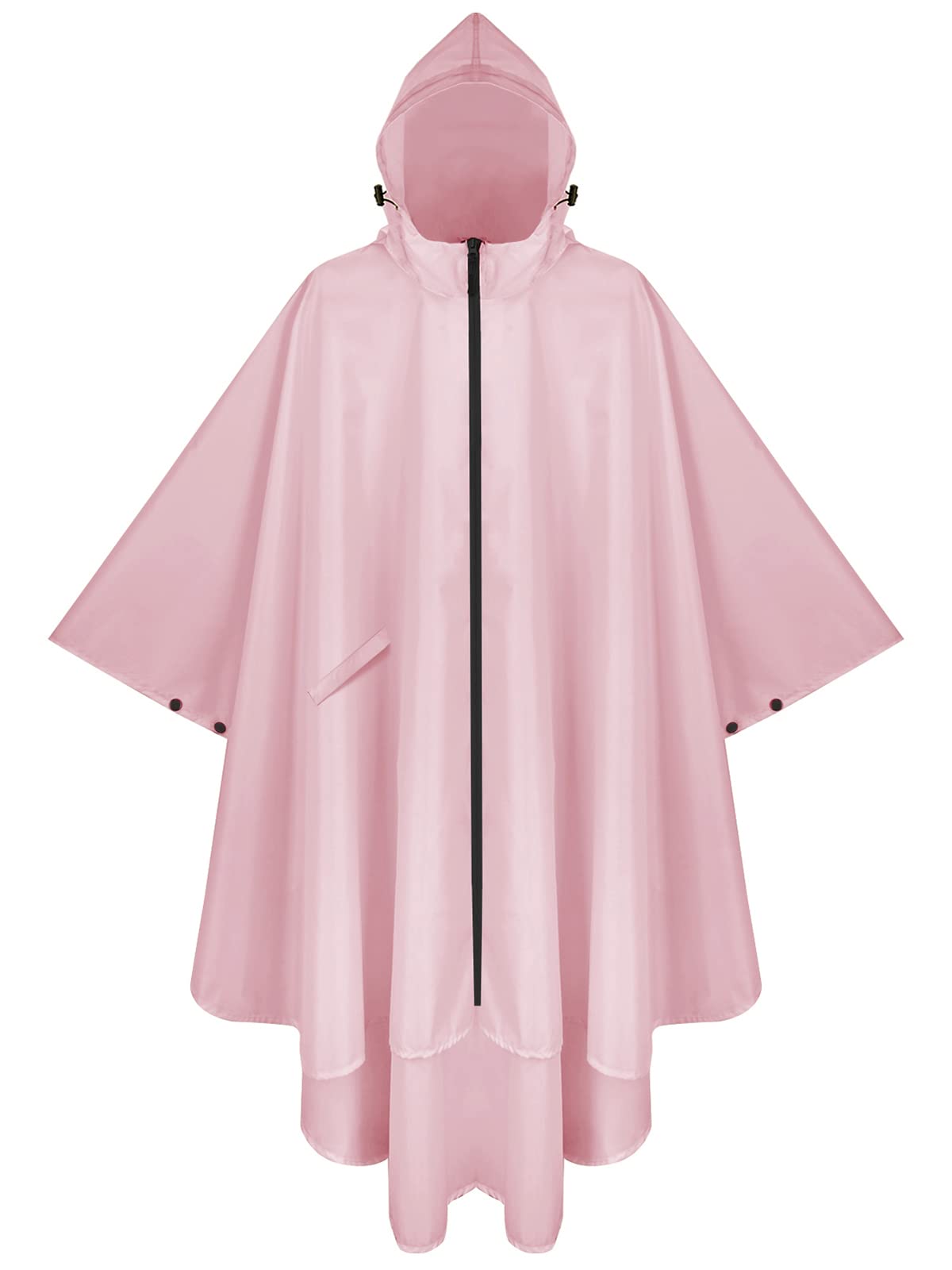 PTEROMY Hooded Rain Poncho for Adult with Pocket and Zipper, Waterproof Lightweight Raincoat for Men and Women