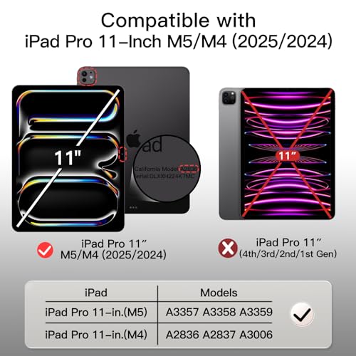 Image of JETech Cover Case for iPad Pro 11-Inch M5 /M4 2025 /2024 (6th /5th Generation) with Pencil Holder, Clear Transparent Back Shell Slim Stand Shockproof Tablet Cover, Auto Wake /Sleep (Silver)