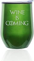 Vista 7 de Stemless Wine Tumbler Coffee Travel Mug Glass With Lid Wine Is Coming Funny (Turquoise Teal)