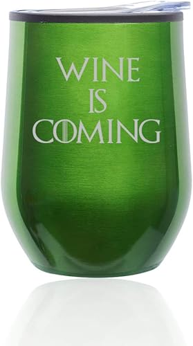 Miniatura 7 de Stemless Wine Tumbler Coffee Travel Mug Glass With Lid Wine Is Coming Funny (Turquoise Teal)