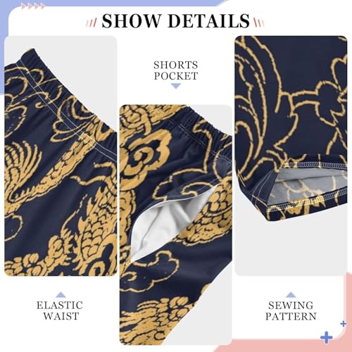 Golden Dragon Boys Long Pants Soft Trousers Elastic Waist Kids Lounge Bottoms with Pockets S-XL4