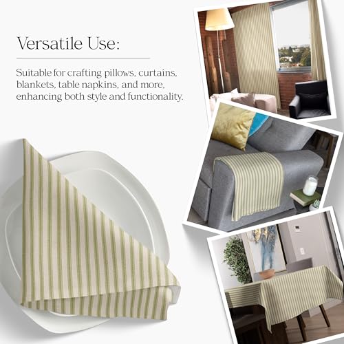 Premium Olive Striped Ticking Fabric – 54" Wide 100% Cotton for Upholstery, Quilting, and Home Décor Projects – Made in the USA 5 Premium Olive Striped Ticking Fabric – 54" Wide 100% Cotton for Upholstery, Quilting, and Home Décor Projects – Made in the USA - Image 4