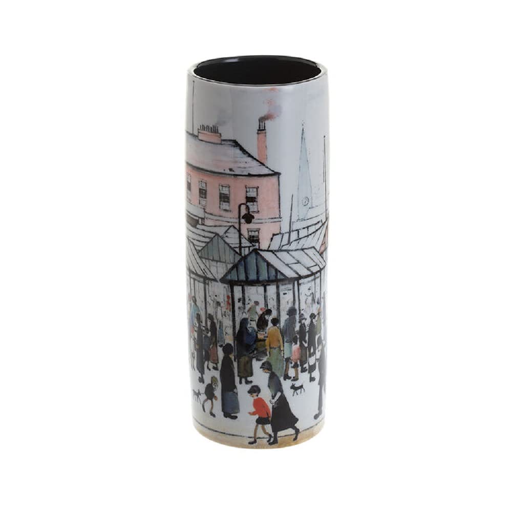 Dartington Crystal Multicolor Lowry - Market Scene Medium Vase