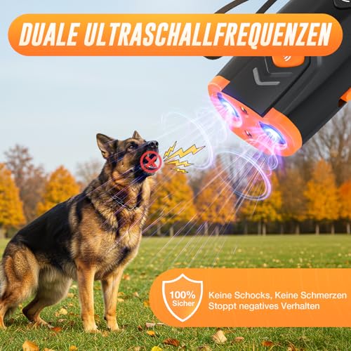 HZK Antibell für Hunde, Ultrasonic Anti-Bell-Gerät, 4 Modi zum Hunde-Bellen Stoppen, 15 M Reichweite, Wiederaufladbar & Sicher, Effektiv für Kleine, Mittlere und Große Hunde