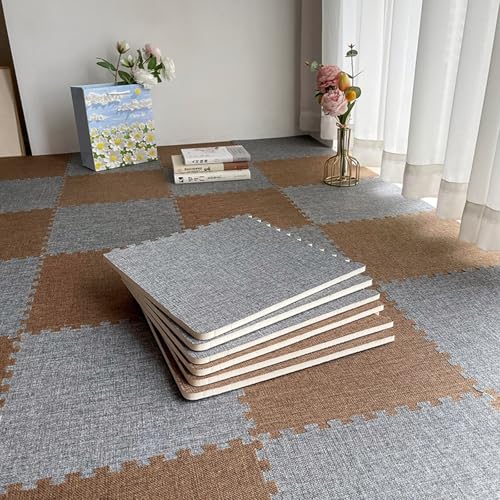 High-Density Foam Floor Pads Soundproof Interlocking Floor Tiles Non-Slip Floor Protection Mats 0.6/1cm Thickness for Home Gym Playroom Garage