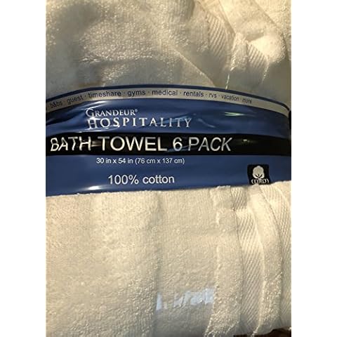 Grandeur Hospitality Bath Towel 6 Pack 30" x 54" 100% Cotton 6 Pack Cover