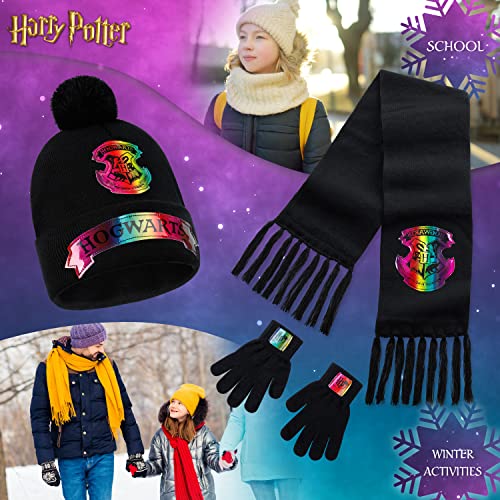 Harry Potter Girls Hat Gloves and Scarf Set 3 Piece Cozy Warm Winter Accessories for Travel Days Out2