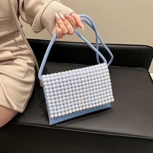 Ayliss Women Crossbody Handbag Purse Small Artificial Pearl Handwoven Summer Beach Shoulder Handbag Woven Cotton Crochet4
